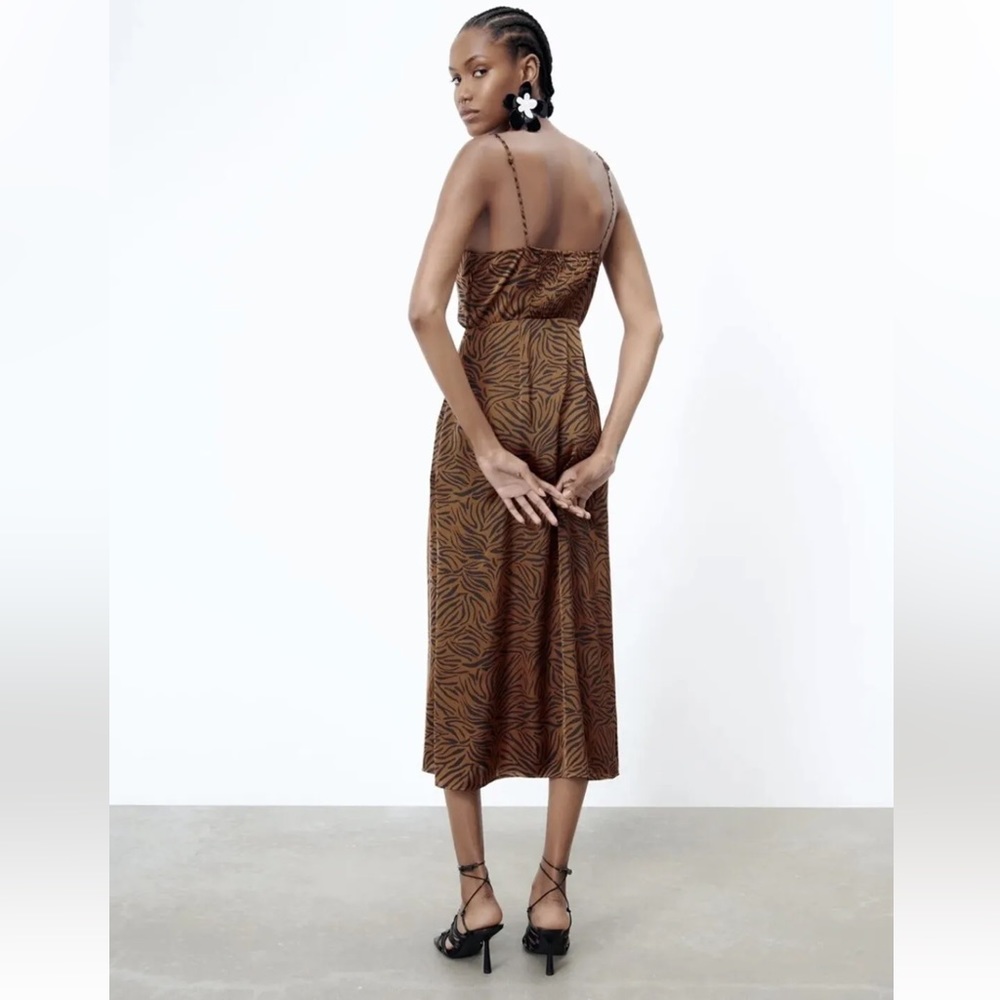 ZARA Satin Animal Print Cut Out XS NWT - Picture 2 of 10